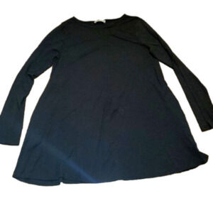 Zenana Black Tshirt Dress Loose Fit Mini - Long Sleeve - Crew Neck - Large